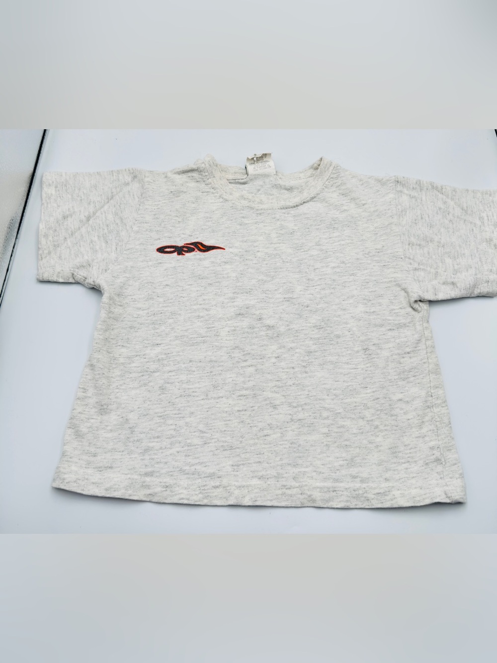 Boys Vintage Y2K OP Light Heather Gray Back Graphic T-shirt Size 4T